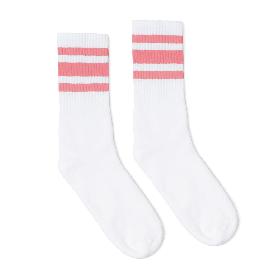 Pink Striped Socks | White