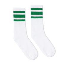 Load image into Gallery viewer, Green Striped Socks | White
