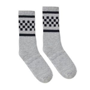 Black Checkered Socks | Heather Grey