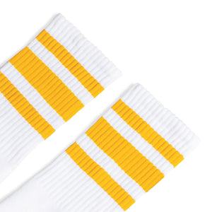 Gold Striped Socks | White