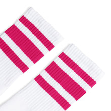 Load image into Gallery viewer, Fuchsia Striped Socks | White
