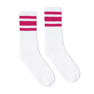 Fuchsia Striped Socks | White