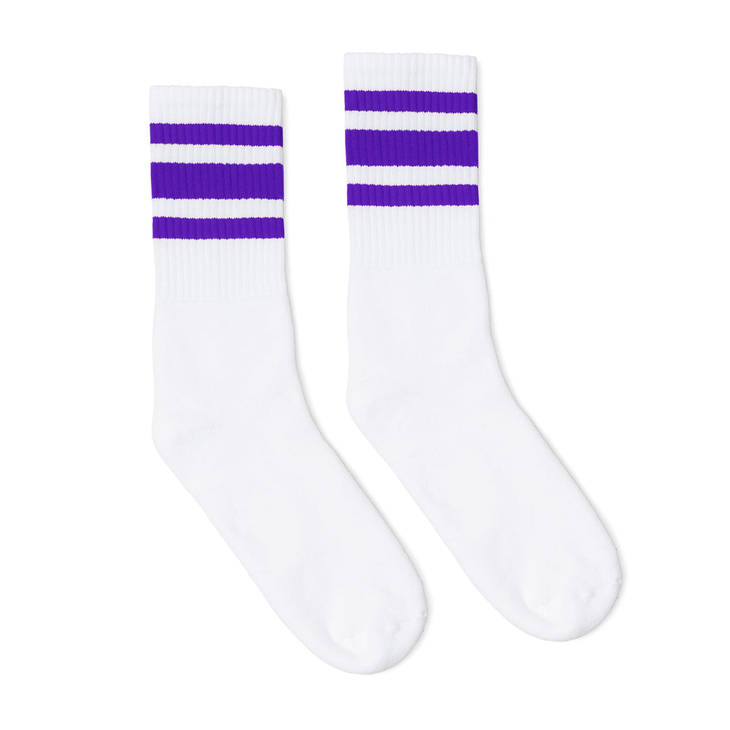 Purple Striped Socks | White