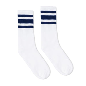 Navy Striped Socks I White