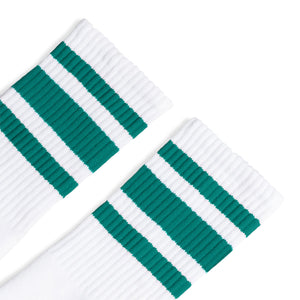 Teal Striped Socks | White