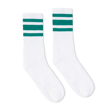 Load image into Gallery viewer, Teal Striped Socks | White
