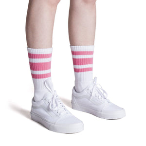 Pink Striped Socks | White