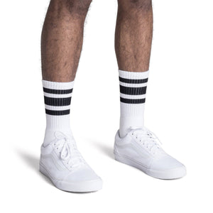 Black Striped Socks | White